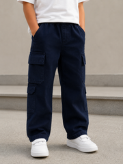 Kids’ Multi-Pocket Cargo Pants with Elastic Waist – Casual Utility Style