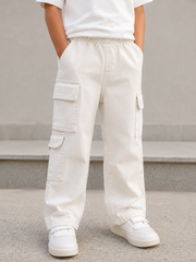 Kids’ Multi-Pocket Cargo Pants with Elastic Waist – Casual Utility Style