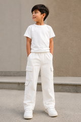 Kids’ Multi-Pocket Cargo Pants with Elastic Waist – Casual Utility Style