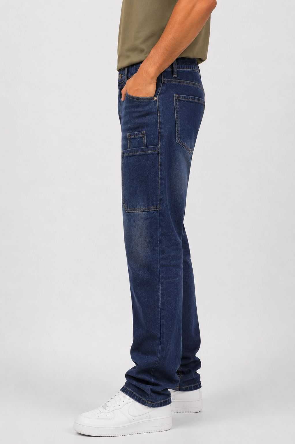 Vintage Wash Utility Denim Jeans