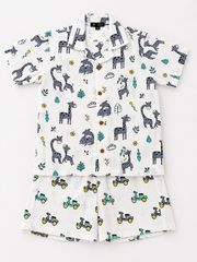 Kids Giraffe & Scooter Printed Co-Ord Set