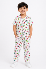 Kids Printed Shirt & Full-Length Pant Set – Watermelon & Ice Cream Print Co-Ord Set