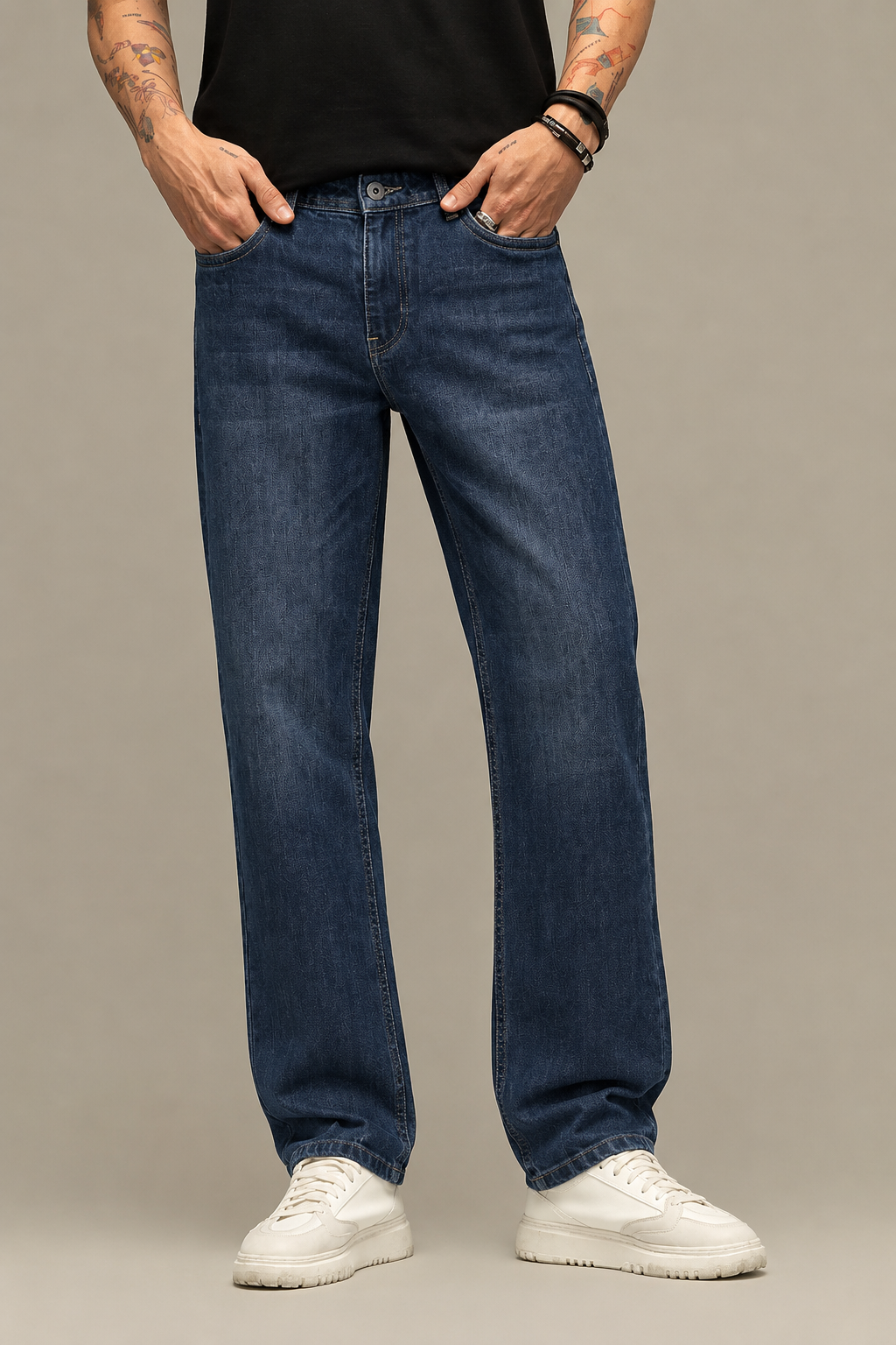 Mid Blue Straight Fit Denim Jeans