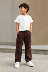 Kids’ Multi-Pocket Cargo Pants with Elastic Waist – Casual Utility Style