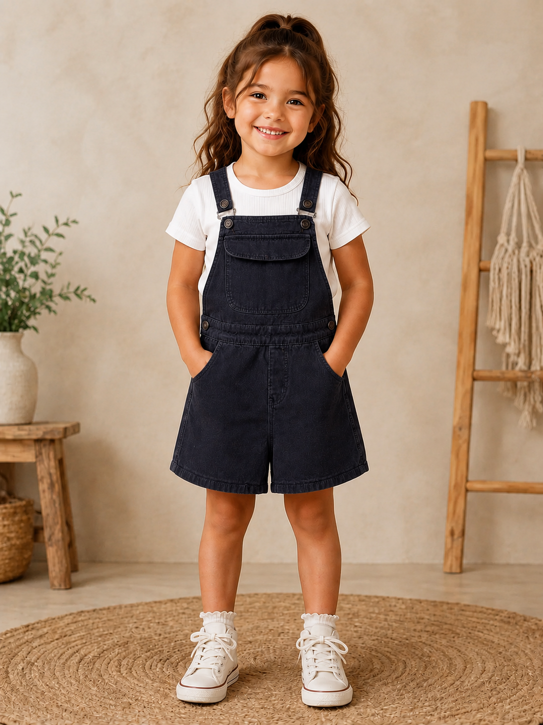 Kids' Denim Dungaree Shorts – Adjustable Strap Bib Overalls