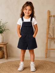 Kids' Denim Dungaree Shorts – Adjustable Strap Bib Overalls