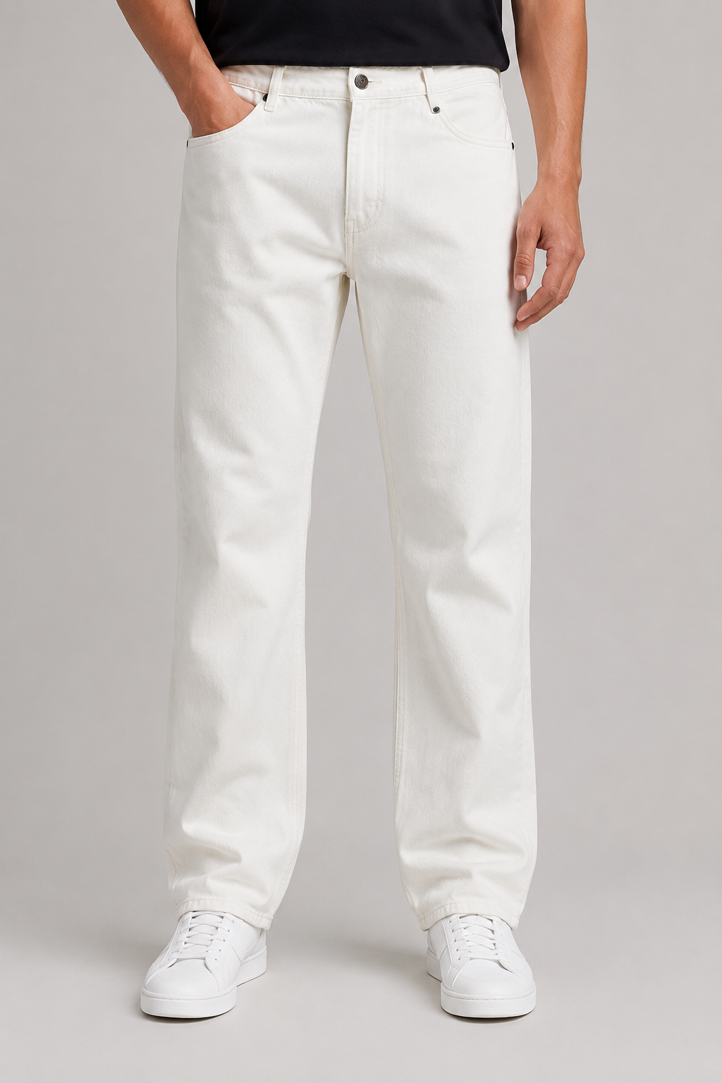 Men’s White Regular-Fit Jeans