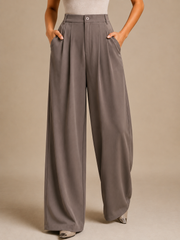 Women’s Elastic Korean Linen Pants – Taupe