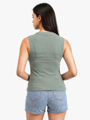 Girls’ Sage Green Ribbed Sleeveless Top