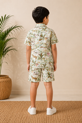 Kids Printed Shirt & Shorts Set – Tropical Jungle & Animal Print Casual Co-Ord Set