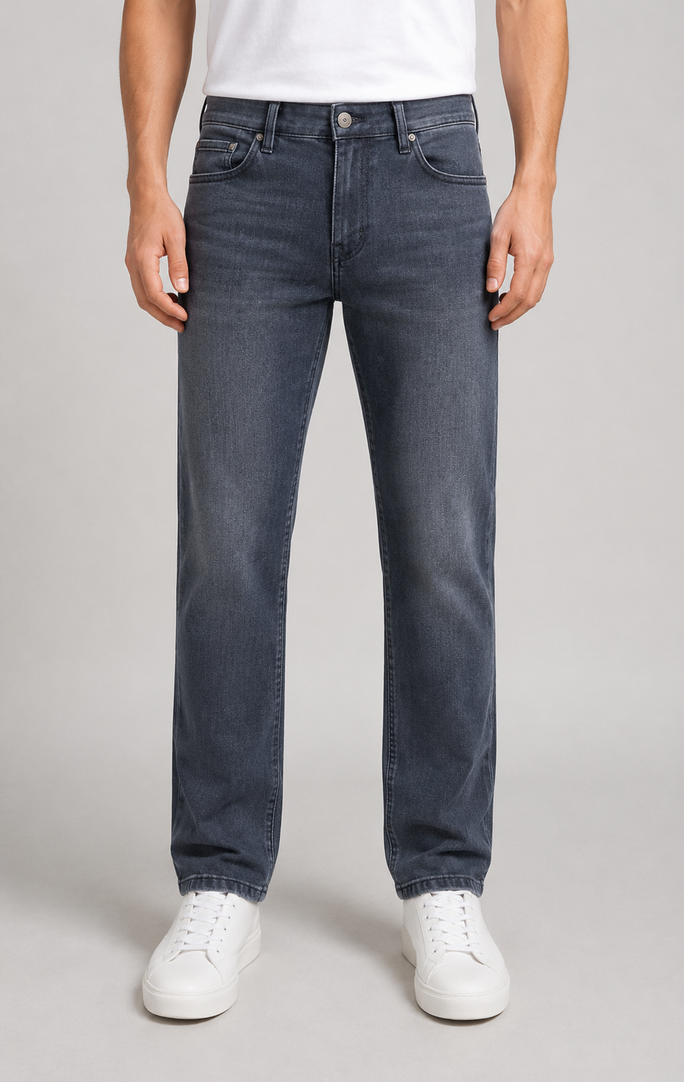 Classic Straight-Leg Stretch Jeans - Dark Grey