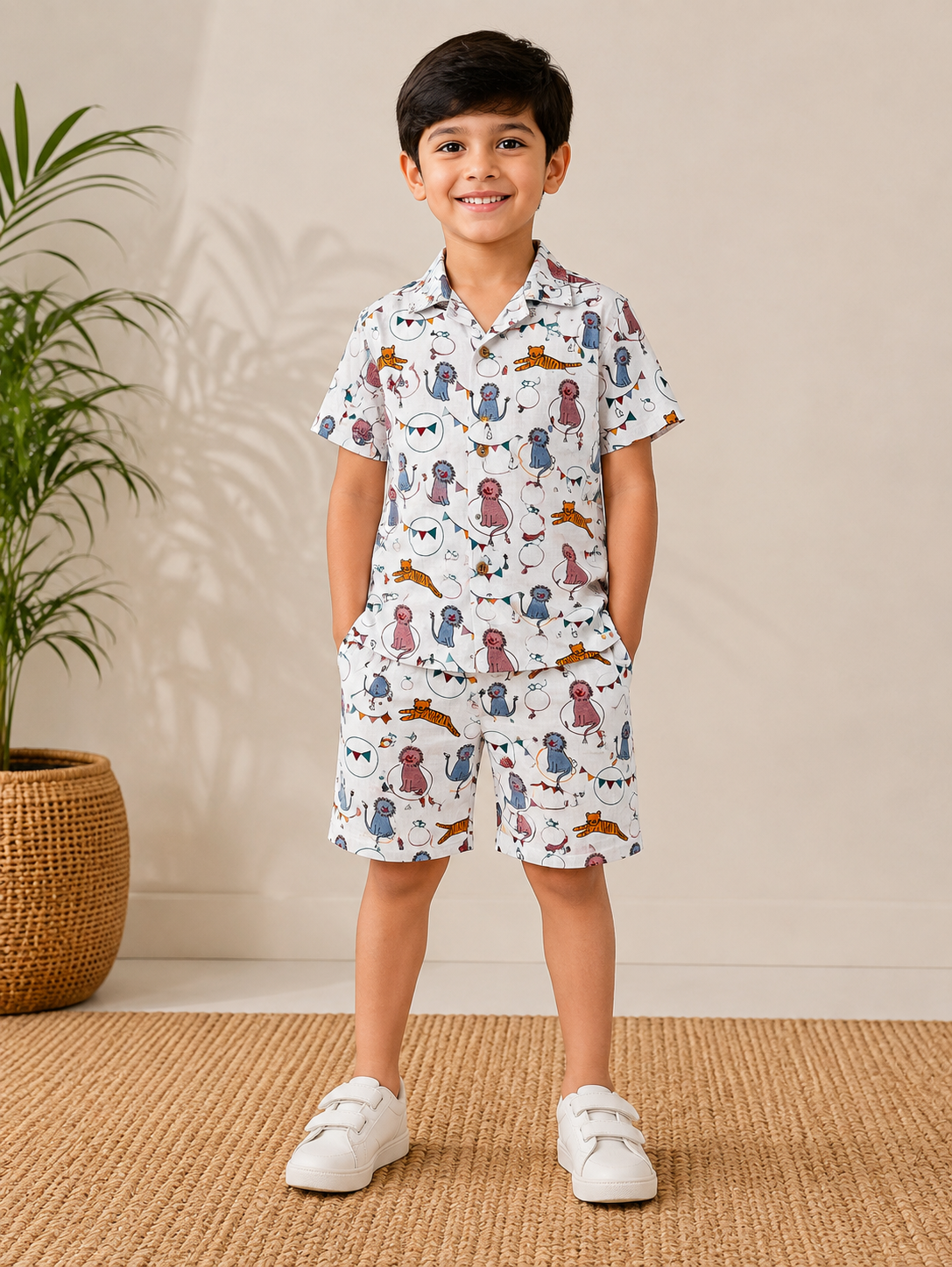 Kids’ Jungle Animal Print Shirt & Shorts Co-Ord Set