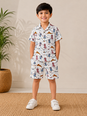 Kids’ Jungle Animal Print Shirt & Shorts Co-Ord Set