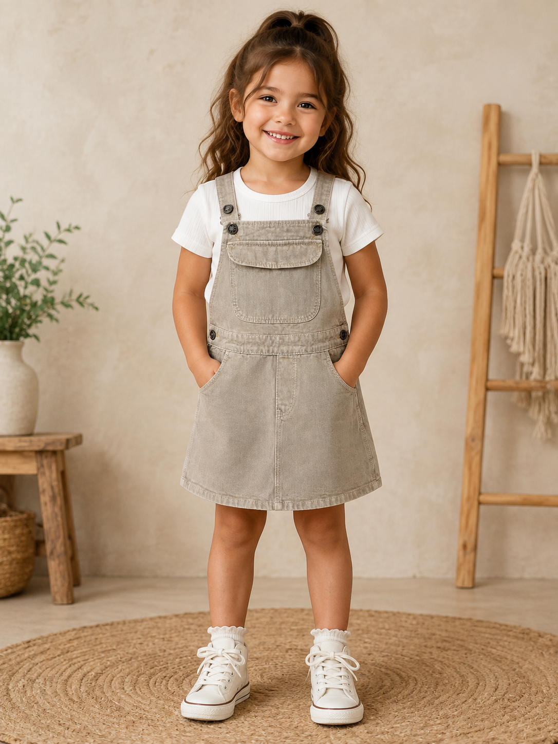 Kids' Denim Dungaree Shorts – Adjustable Strap Bib Overalls