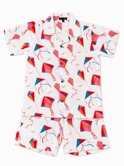 Kids’ Colorful Kite Print Shirt & Shorts Co-Ord Set