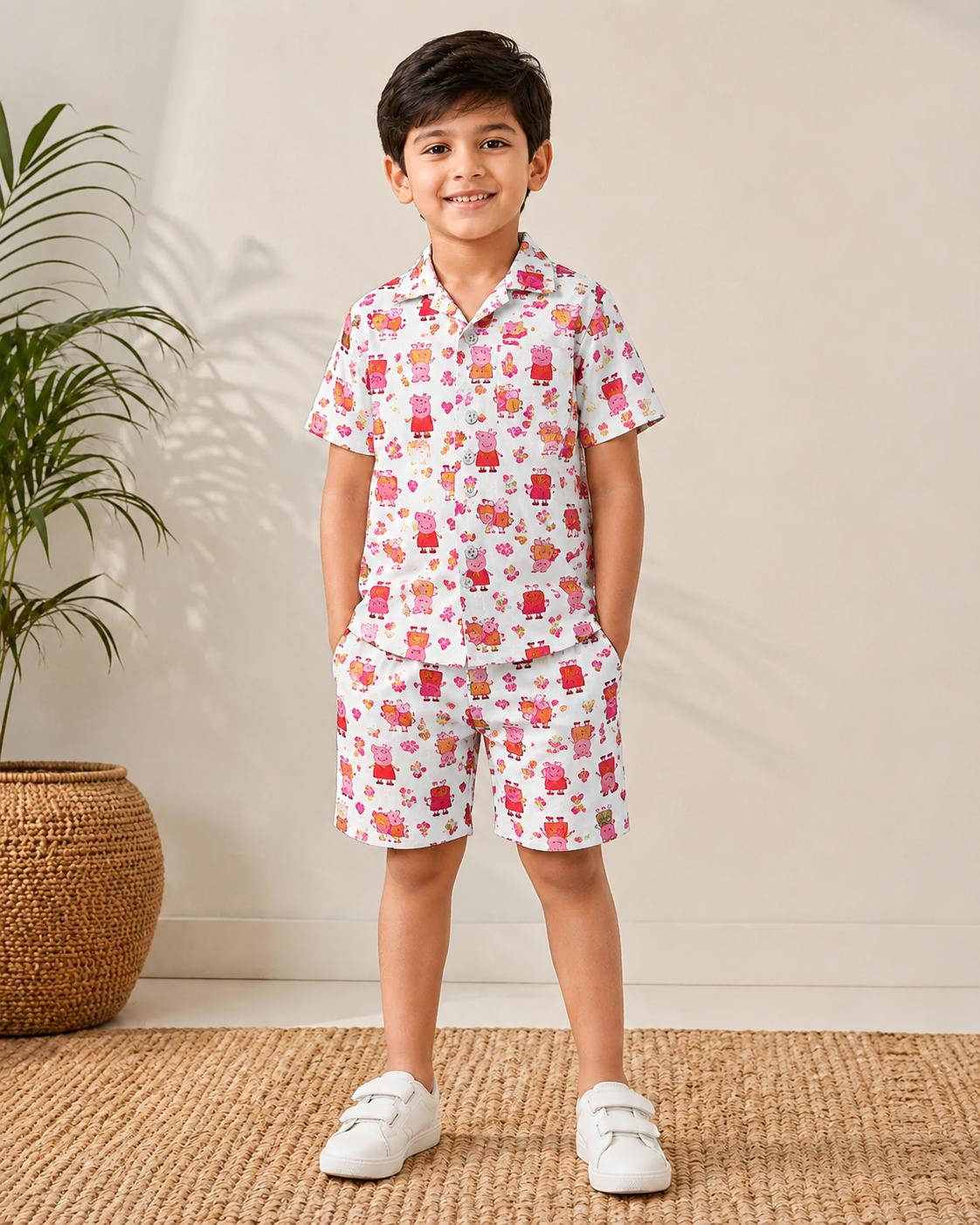 Kids Character Print Co-Ord Set – Printed Shirt & Shorts