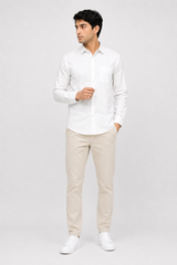 Men’s Classic White Utility Shirt – Full Sleeve Casual Button-Down Shirt