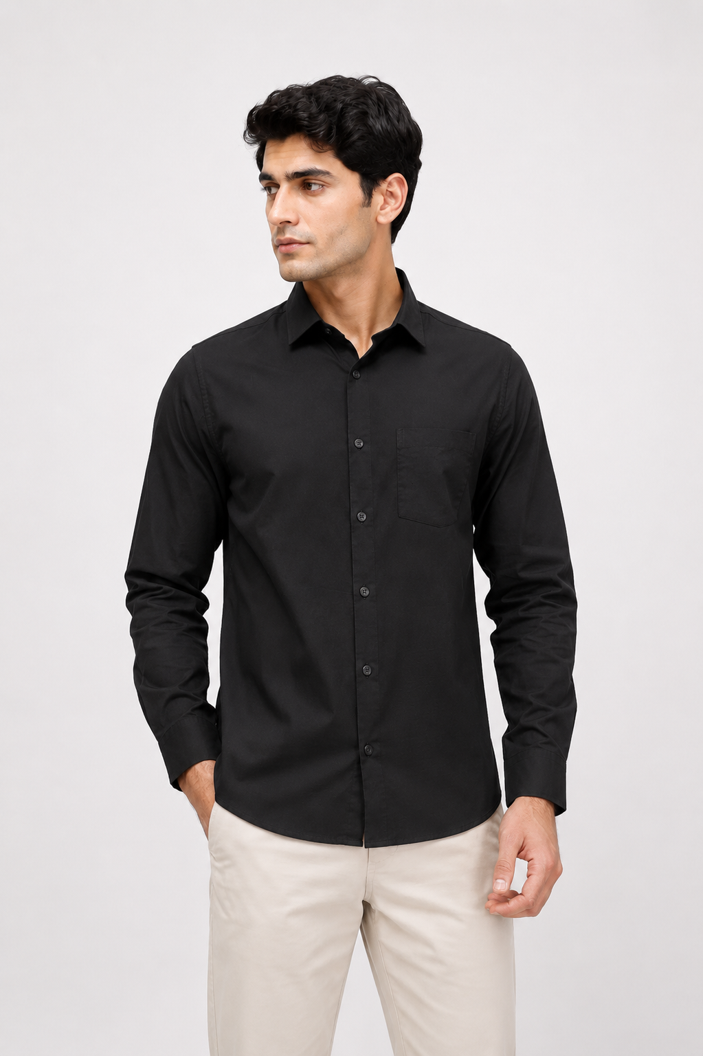 Men’s Classic Black Full Sleeve Shirt – Premium Casual Button-Down Shirt