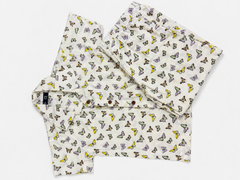 Kids Printed Shirt & Full Pants Set – White Butterfly Print Co-Ord Set