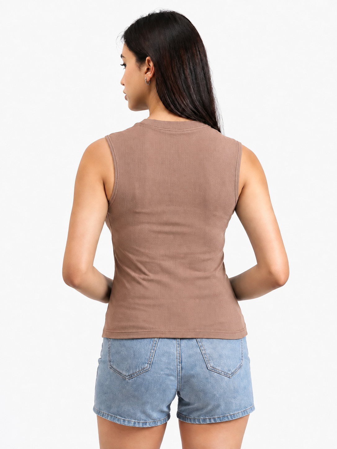 Girls’ Beige Ribbed Sleeveless Top