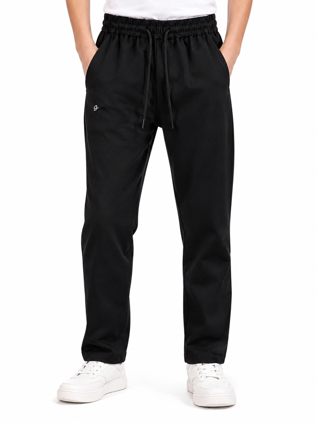 Men’s Black Linen Blend Straight-Leg Trousers