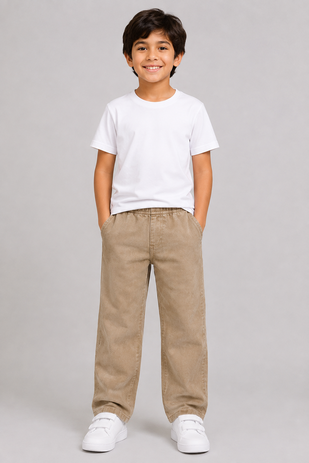 Kids Boys Cargo Pants – Elastic Waist Utility Trousers with Multiple Pockets