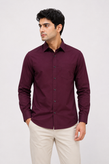 Men’s Premium Burgundy Utility Shirt – Full Sleeve Casual Button-Down Shirt