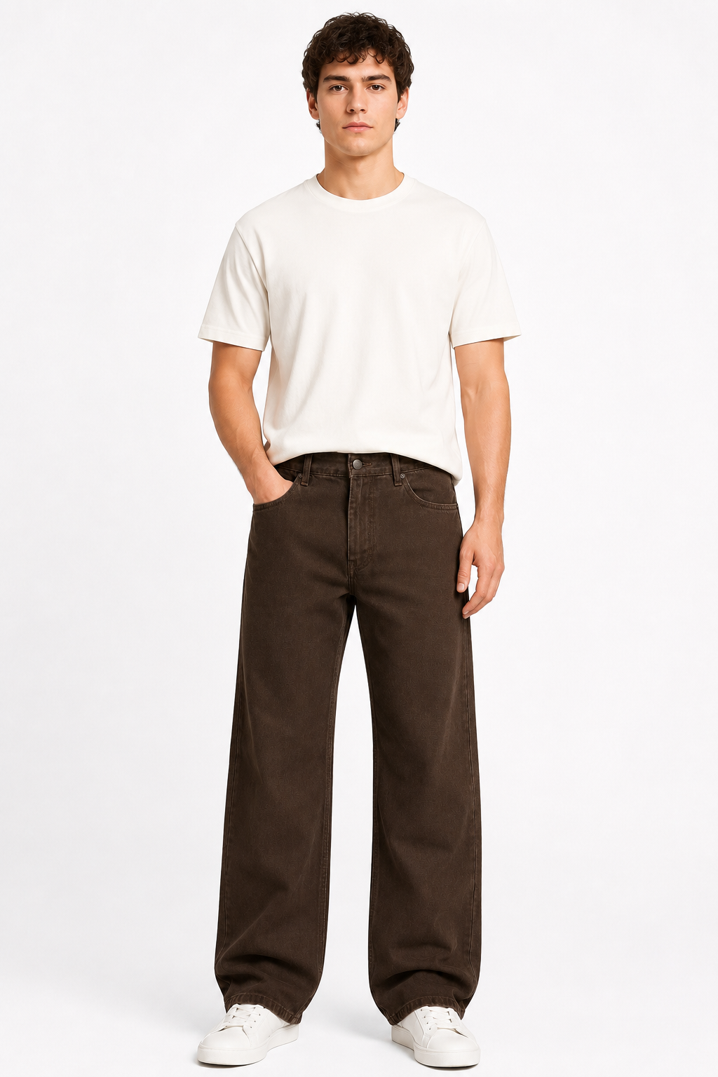 Men’s Brown Straight-Leg Casual Jeans