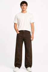 Men’s Brown Straight-Leg Casual Jeans