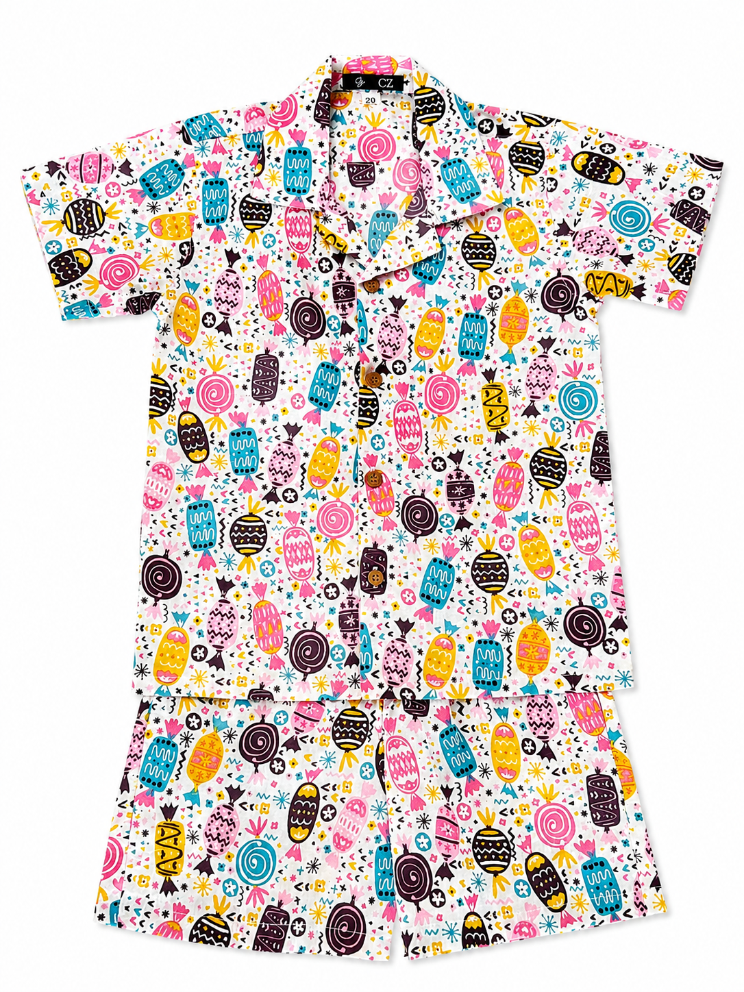 Kids’ Colorful Candy Print Shirt & Shorts Co-Ord Set