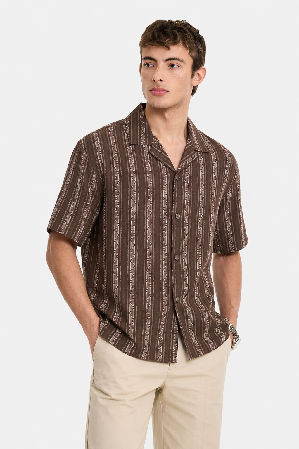 Cocoa Stripe Resort Shirt