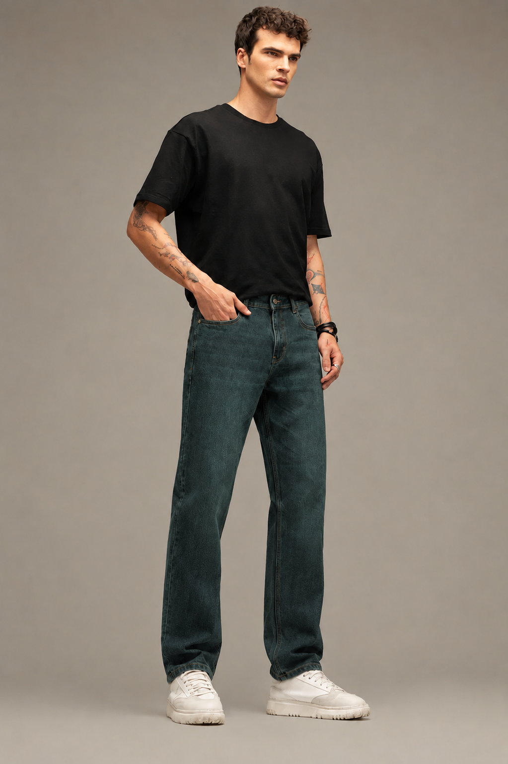 Men’s Classic Dark Grey Straight-Fit Denim Jeans