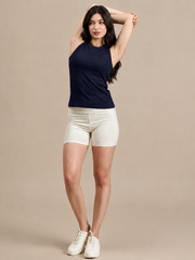 Girls’ Navy Blue Ribbed Sleeveless Top