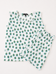 Kids Printed Sleeveless Top & Shorts Set – Green Fruit Print Casual Co-Ord Set