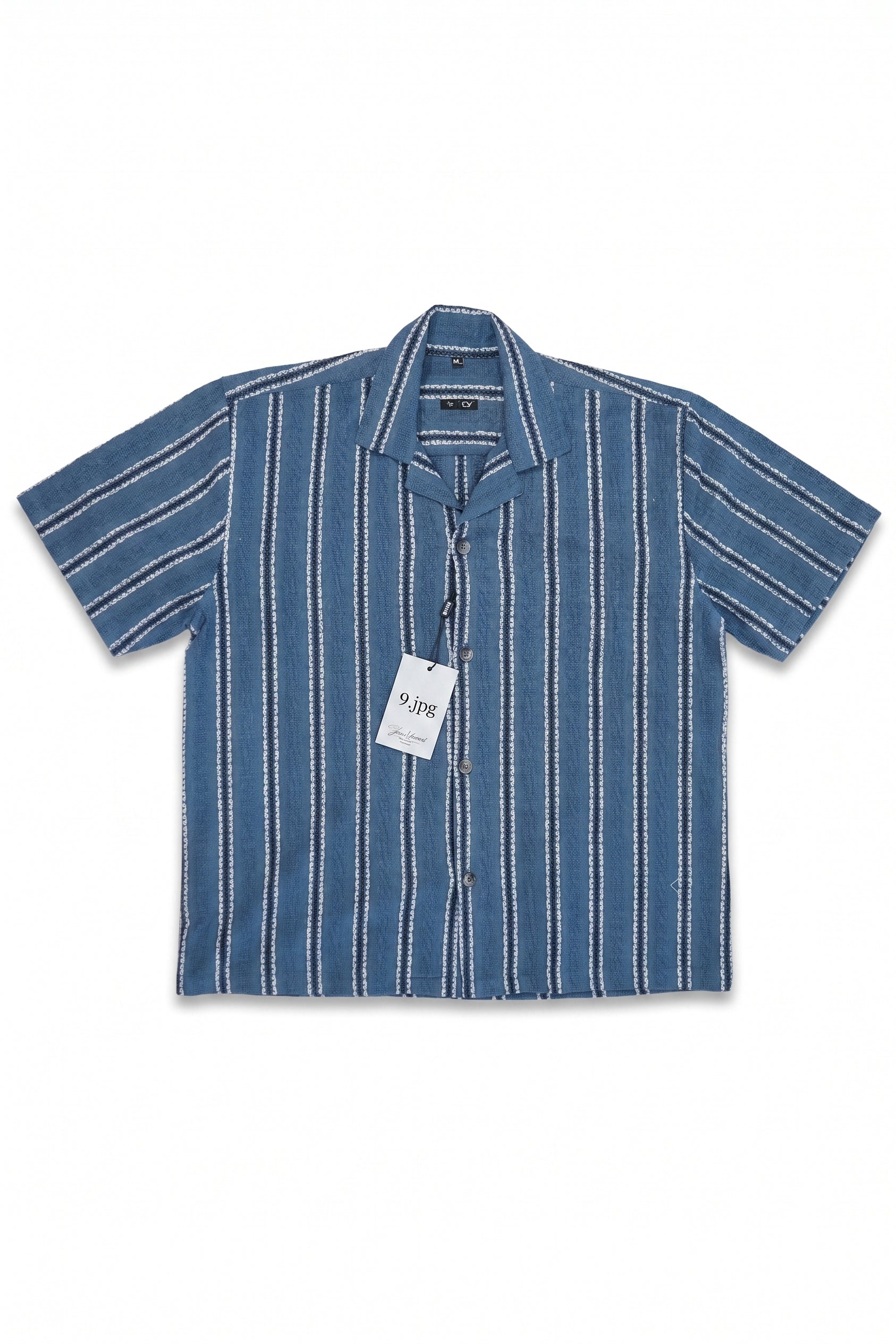 Men's Premium Blue Vertical Stripe Cuban Collar Shirt