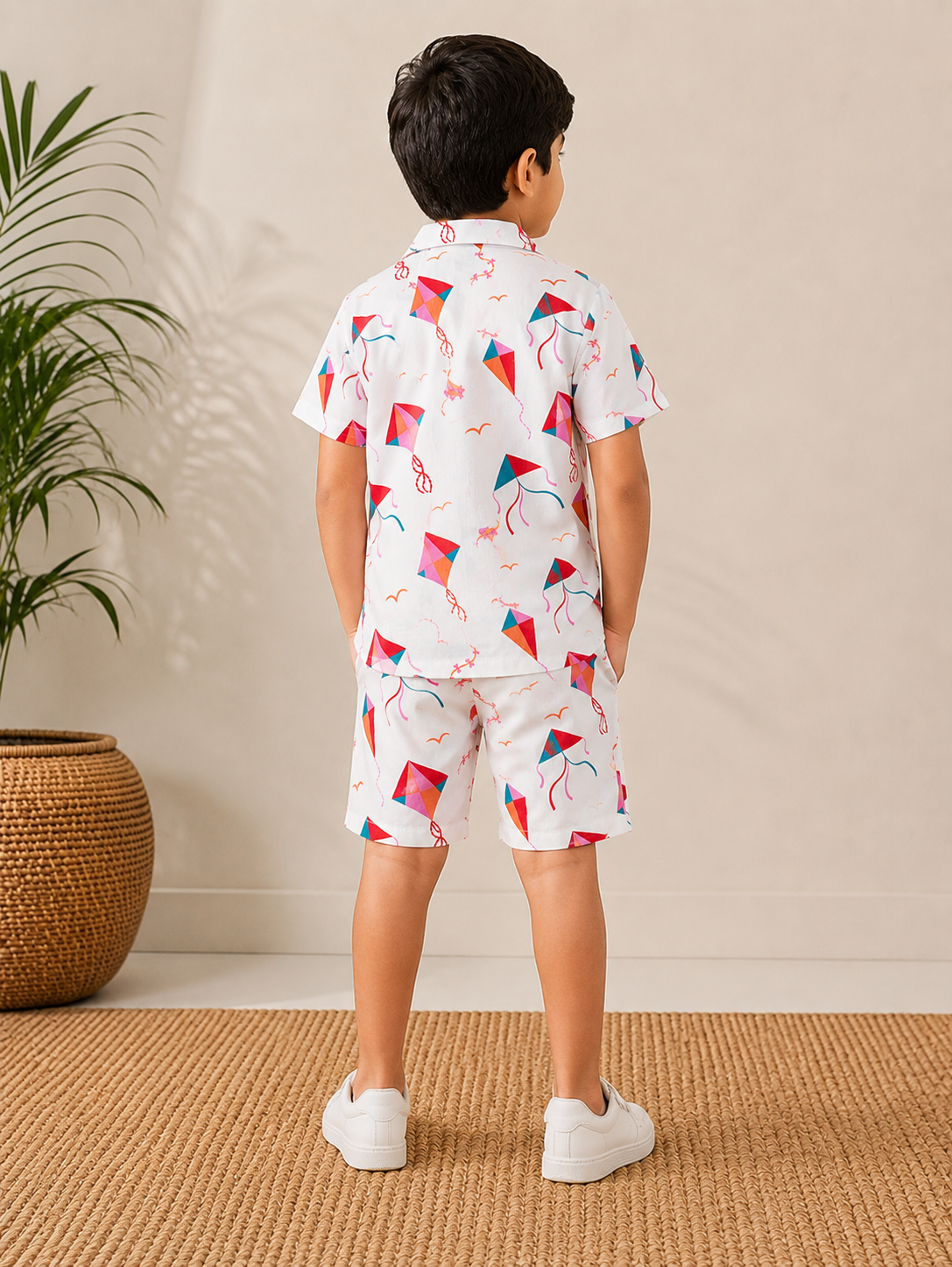 Kids’ Colorful Kite Print Shirt & Shorts Co-Ord Set