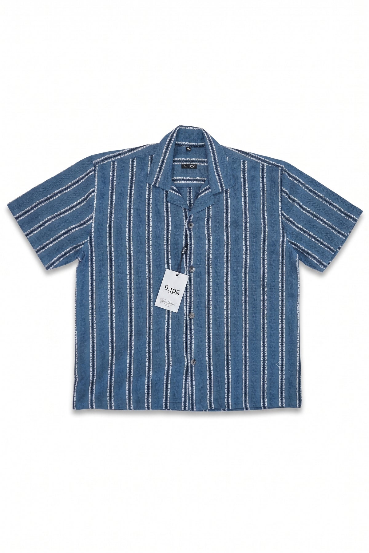 Men's Premium Blue Vertical Stripe Cuban Collar Shirt