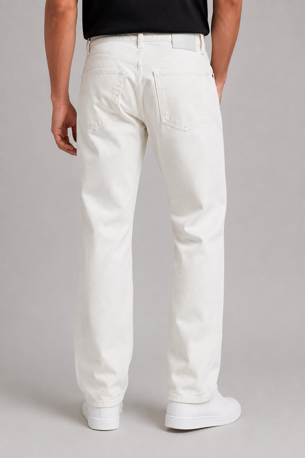 Men’s White Regular-Fit Jeans