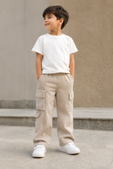 Kids’ Multi-Pocket Cargo Pants with Elastic Waist – Casual Utility Style