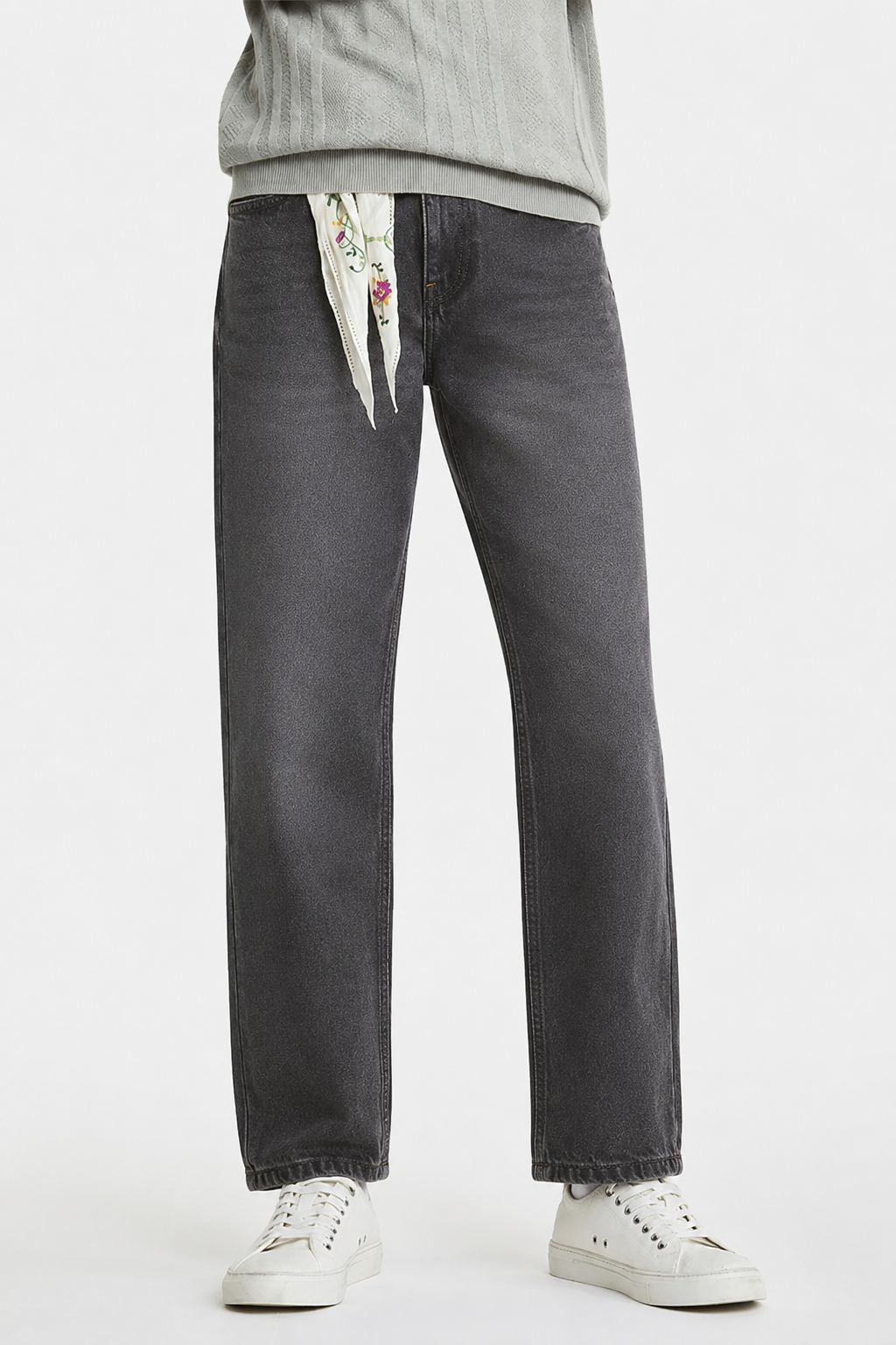 Charcoal Grey Regular Fit Denim Jeans
