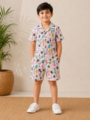 Kids’ Colorful Candy Print Shirt & Shorts Co-Ord Set