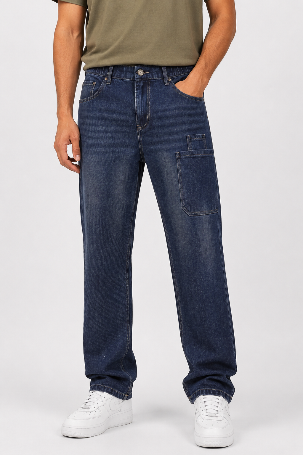 Vintage Wash Utility Denim Jeans