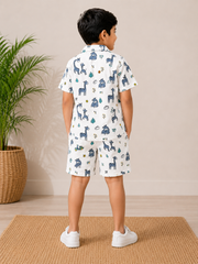 Kids Giraffe & Scooter Printed Co-Ord Set