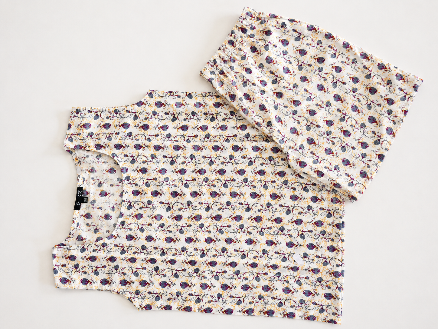 Kids Printed Top & Shorts Set – Floral Leaf Print Short-Sleeve Casual Co-Ord Set