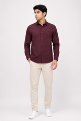 Men’s Premium Burgundy Utility Shirt – Full Sleeve Casual Button-Down Shirt