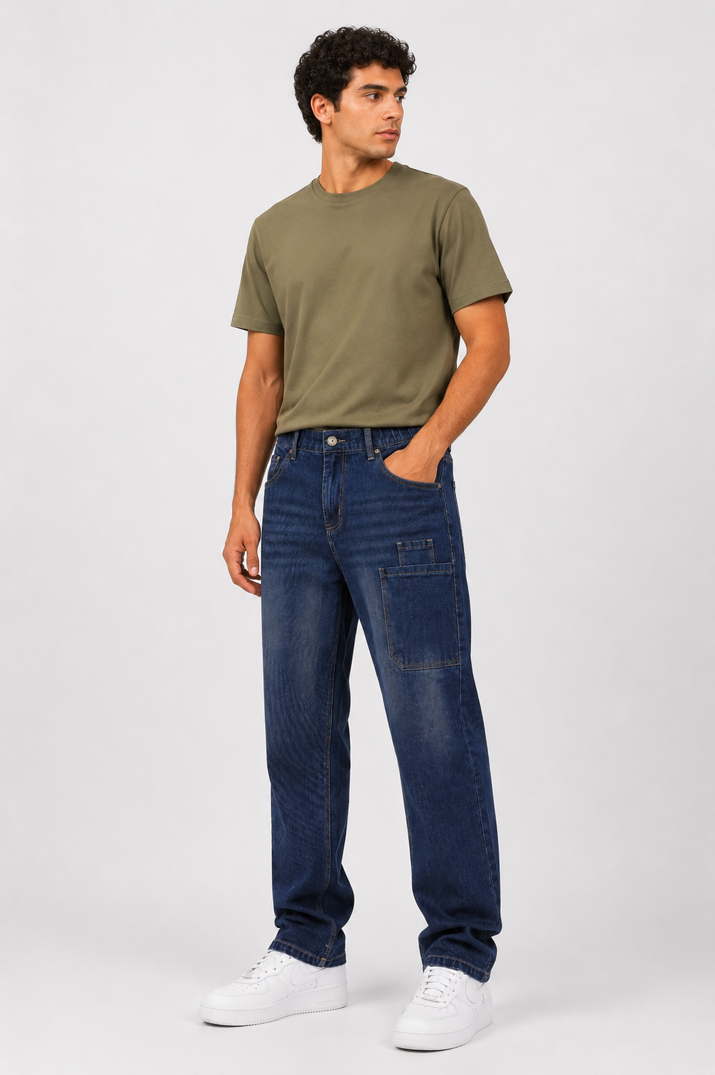 Vintage Wash Utility Denim Jeans