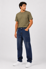 Vintage Wash Utility Denim Jeans