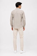 Men’s Solid Beige Full-Sleeve Casual Shirt