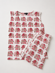 Kids Printed Sleeveless Top & Shorts Set – Elephant Print Casual Co-Ord Set