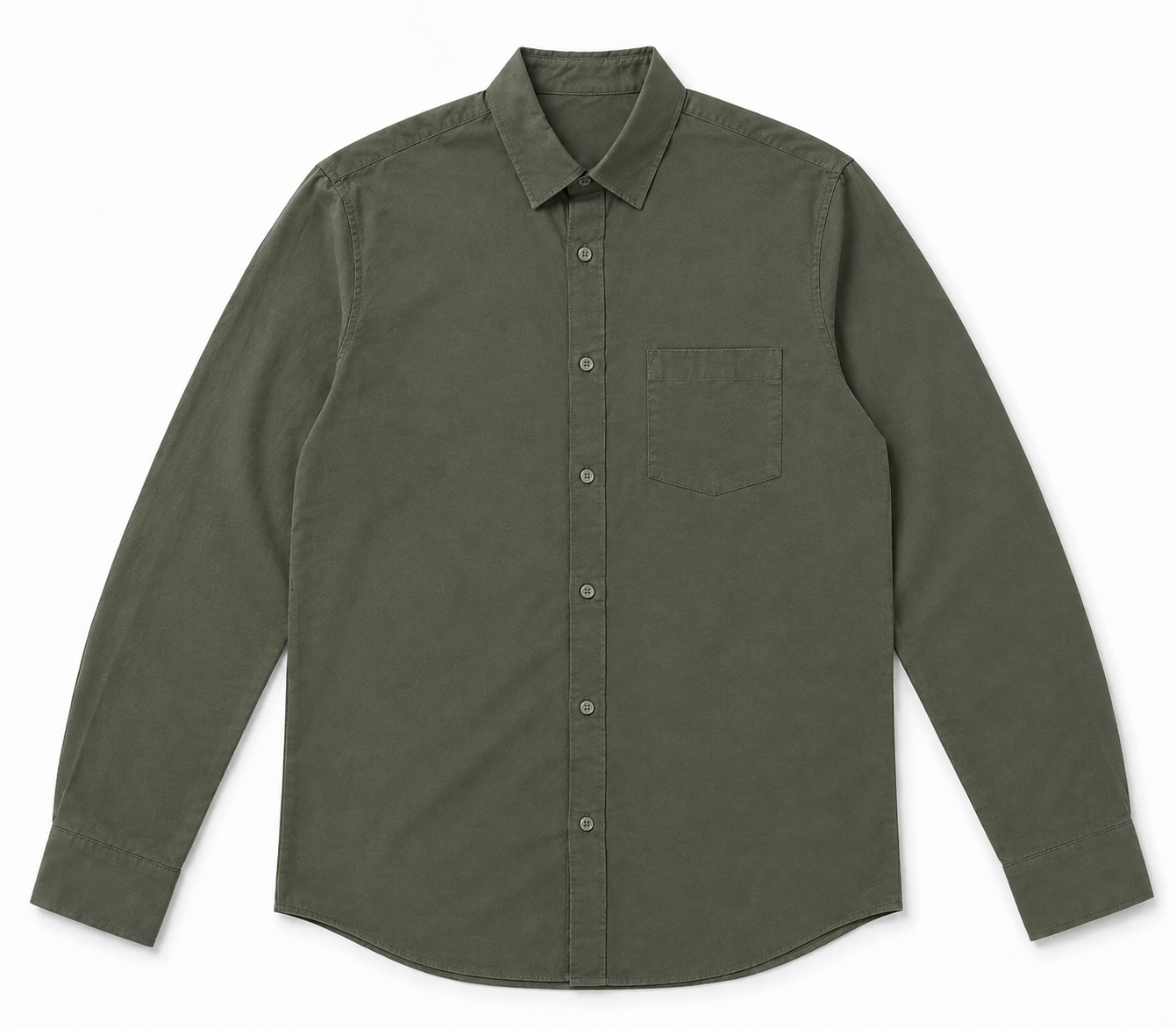 Men’s Olive Green Solid Full-Sleeve Shirt